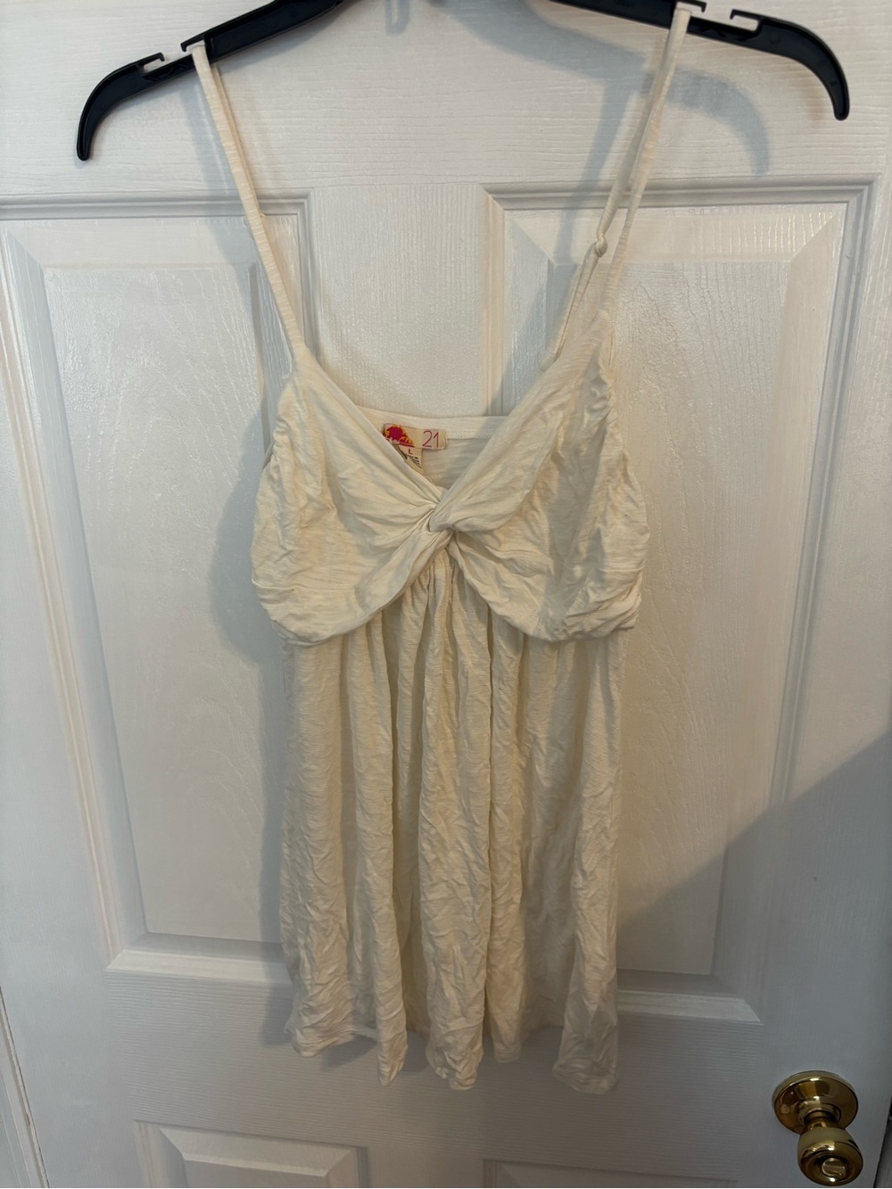 Forever 21 Ivory Twist-Front Slip Chemise